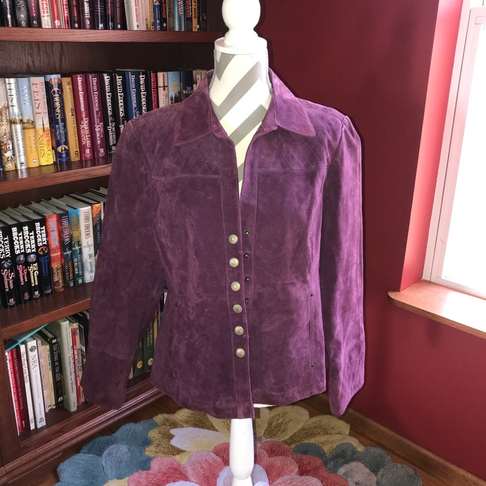Live A Little Purple Leather Jacket Size Large